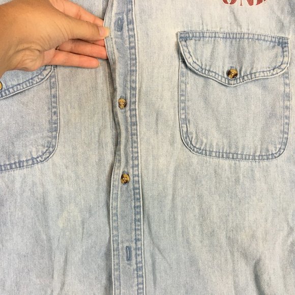 Larry the Cable Guy Shirt 2X Git R Done Cutoff Fringe Denim Button Up Rebel Flag - Picture 5 of 12